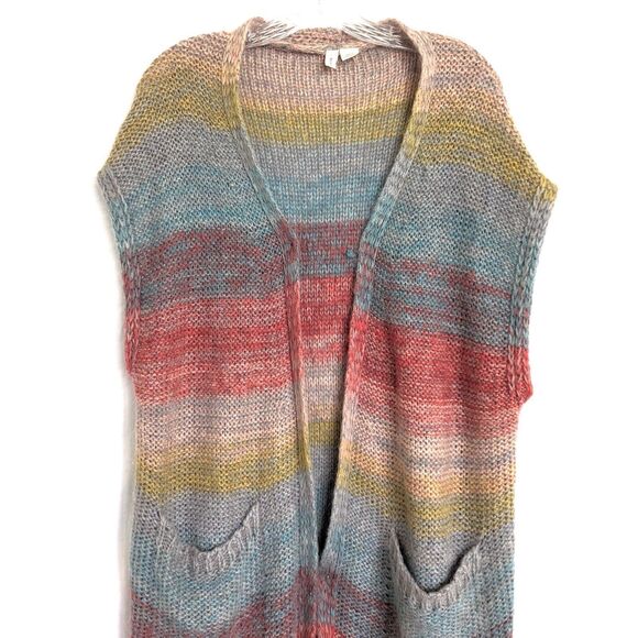 MOTH Anthropologie Rinda Rainbow Mohair Knit Long Duster Cardigan Vest XS/S - Picture 3 of 12